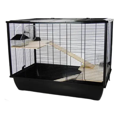 Pet Rat Hamster Cage Langham - Small Pet House Double Tiers Black