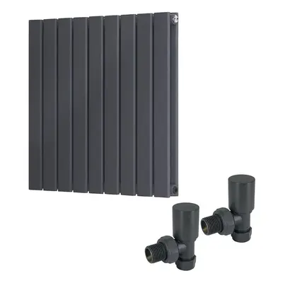 (600 x 614mm Double) Warmehaus Flat Panel Horizontal Vertical Radiator with Angled Valves