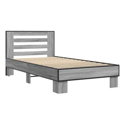 (grey sonoma, x cm) vidaXL Bed Frame Home Bed Base Sonoma Oak 90x200 cm Engineered Wood and Meta