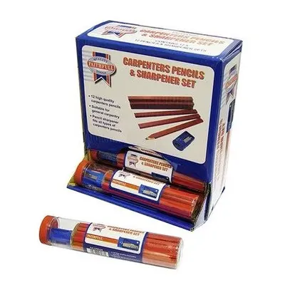 Faithfull FAICPDISP Carpenters Pencils Red (12 x Tubes of + Sharpener)