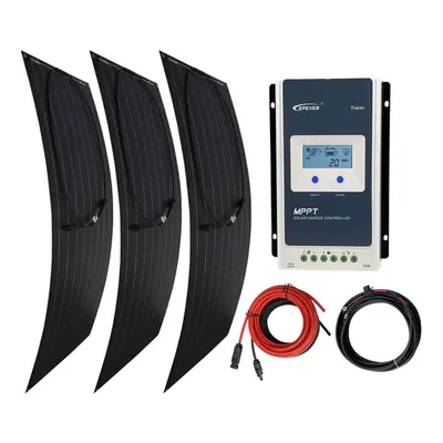 Black Flexible Solar Panel 300w Charging Kit Caravan MPPT Charger Controller K4