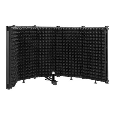 (metal5) Foldable Panels Microphone Soundproof Cover Mic Isolation Shield Noise Reduction Windpr