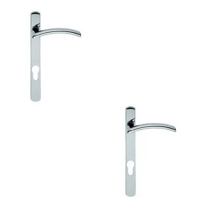 2x PAIR Arched Lever on Narrow Euro Lock Backpalte x 26mm Polished Chrome