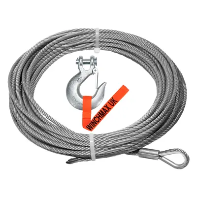 WINCHMAX Steel Rope 25m x 14mm, Hole Fix. 1/2 Inch Clevis Hook.