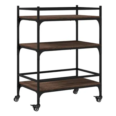 vidaXL Kitchen Trolley Rolling Cart Storage Cart Brown Oak Engineered Wood