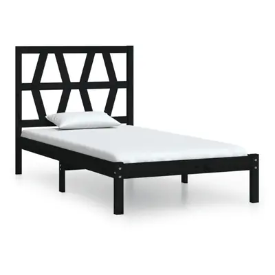 (black, x cm) vidaXL Bed Frame Bed Base Bedstead Bedroom Mattress Foundation Solid Wood Pine