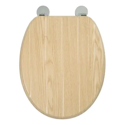 Croydex Flexi-Fix Geneva Always Fits Never Slips Toilet Seat, Wood, Oak Effect, x 37.5 x cm