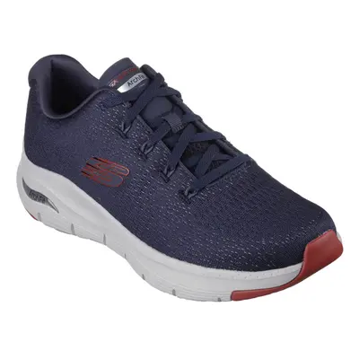 (UK 12, Navy/Red) Skechers Mens Takar Arch Fit Engineered Mesh Lace Up Comfort Trainers