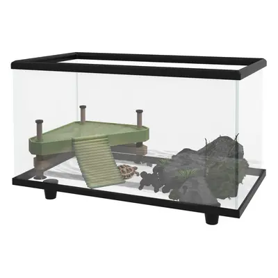 PawHut Turtle Tank 28L Glass Turtle Aquarium w/ Easy Drainage, x x 29cm