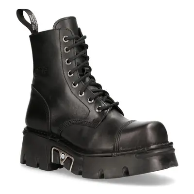 (37) NEW ROCK M-NEWMILI083-S19 COMBAT Blck Leathr Shoes