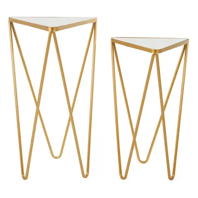 Premier Housewares Avantis Set of Gold Finish Triangle Tables