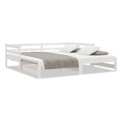 vidaXL Daybed with Trundle Sofa Bed Guest Bed White 90x200 cm Solid Wood Pine