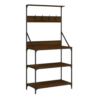 vidaXL Baker's Rack with Hooks 4-Tier Kitchen Rack Brown Oak Engineered Wood