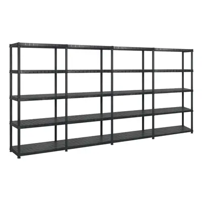 vidaXL Storage Shelf 5-Tier Black Plastic Storage Organiser Rack Indoor Home