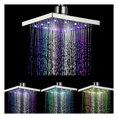 6 Inch ABS Square Showerhead Adjustable Top Spray Water Temperature Controlled Colors LED Auto C