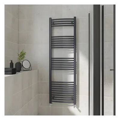 (Curved, 1600x500mm) Warmehaus Heated Towel Rail Anthracite Bathroom Ladder Style Radiator Grey 