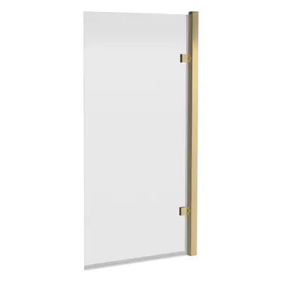 Hinged Straight 8mm Toughened Safety Glass Reversible Shower Bath Screen - Brushed Brass