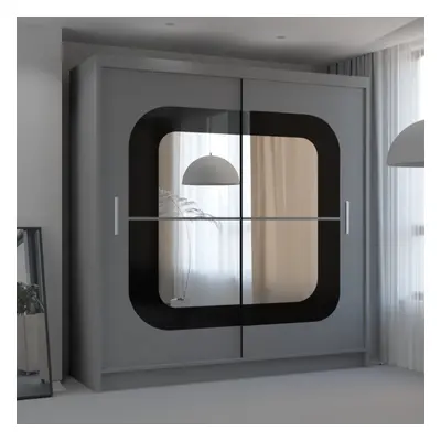 (150 cm, GREY) Leeds Modern Sliding Mirror Door Wardrobe