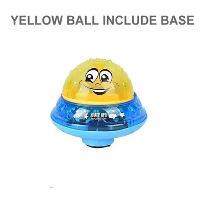 (Yellow ball include base) Infant Children's Electric Induction Water Spray Toy Bath Light Music