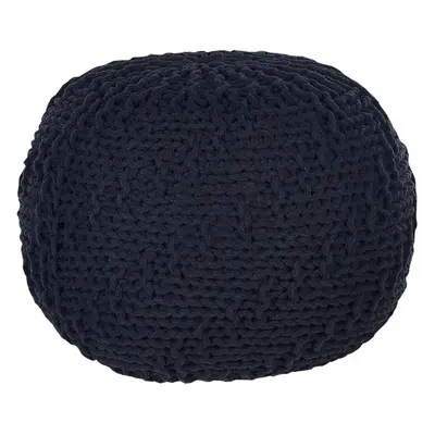 Cotton Knitted Pouffe x cm Black PRIENE