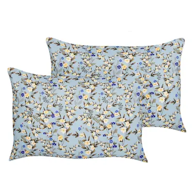 Set of Outdoor Cushions Floral Pattern VALLORIA x cm Blue