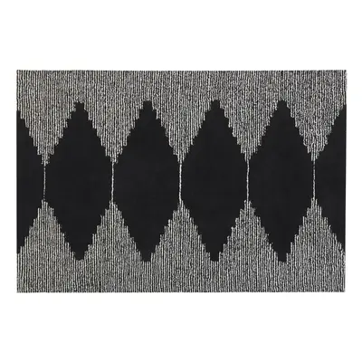 Cotton Area Rug x cm Black and White BATHINDA