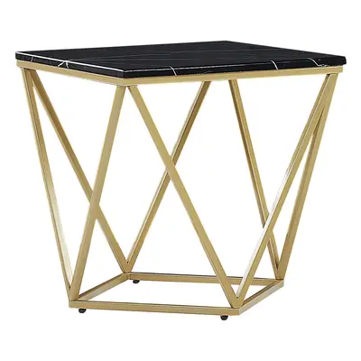 Side Table MALIBU Marble Effect Black