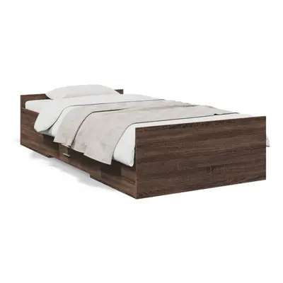 (brown oak, x cm) vidaXL Bed Frame with Drawers Bed Base Sonoma Oak 120x200 cm Engineered Wood