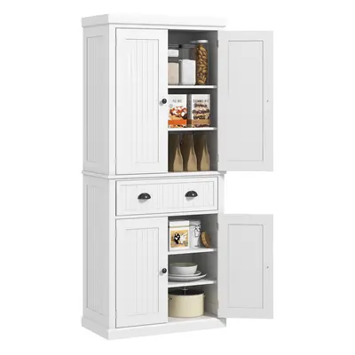 HOMCOM Freestanding Kitchen Storage Cabinet Drawers Cupboards Shelves White