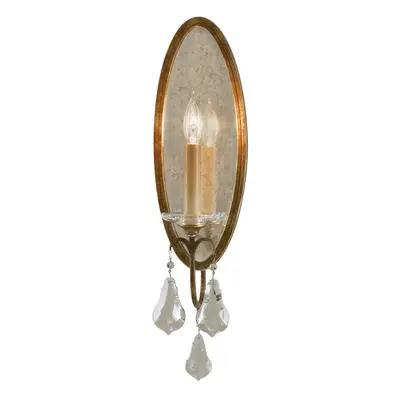 Wall Light White Clear Polished Glass Crystals Oxidized Bronze LED E14 60W