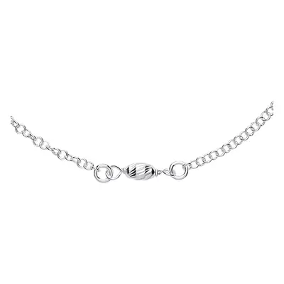 Jewelco London Ladies Sterling Silver Rain Drop Oval Bead Charm Anklet 4mm + inch - ANK001