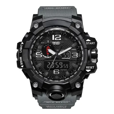 (Grey) Waterproof Sport Dual Display Watch