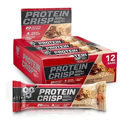 BSN Protein Crisp Bar by Syntha-6, Low Sugar Whey Protein Bar, Salted Toffee Pretzel, Count