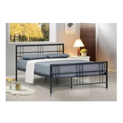 (3ft Single, Black) Luna Metal Bed Frame with Tanya Mattress