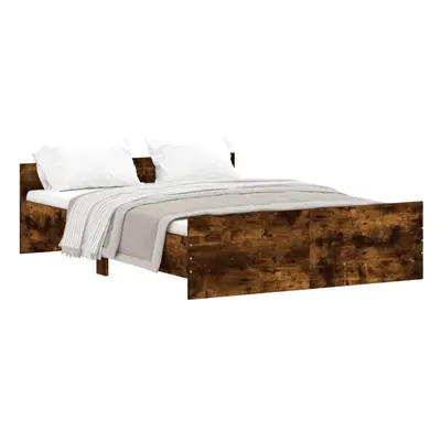 (smoked oak, x cm) vidaXL Bed Frame with Headboard and Footboard Mattress Foundation Bed Base