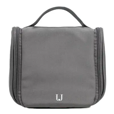 (Dark Grey) Nylon Multi-purpose Waterproof Cosmetic Bag Portable Hook Hanging Travel Bag Toilet 