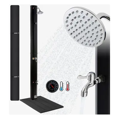 Solar shower 35L & floor element | with integrated thermometer & foot shower | pool shower for t