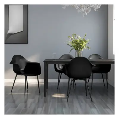 vidaXL 4x Dining Chairs Black PP Home Kitchen Dining Room Dinner Chair Seating