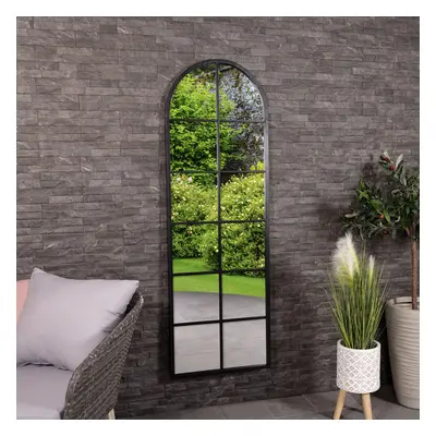 CHARLES BENTLEY Bern Arch Mirror in Black, Weather Resistant, Shatterproof, Wall Mounted Accent 