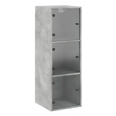 (concrete grey) vidaXL Wall Cabinet with Glass Doors Bathroom Floating Storage Cabinet White