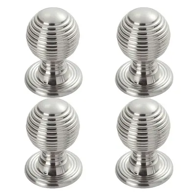 4x Textured Reeded Ball Cupboard Door Knob 23mm Dia Polished Chrome Handle