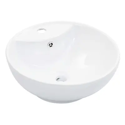 vidaXL Wash Basin with Overflow 46.5x18cm Ceramic White Wash Bowl Sink Unit