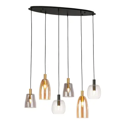 Searchlight Divine Light Multi,Drop Pendant Black, Coloured Glass