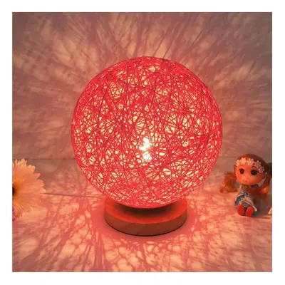 (Red) 60W E27 Dimmable Sepak Takraw Wood Desk Light Night Lamp AC110--220V