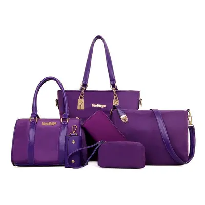 (Purple) PCS Women Casual Nylon Handbag Shoulder Bag Clutch Bag Card Holder