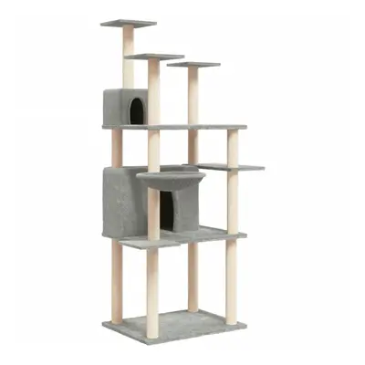 (light grey) vidaXL Cat Tree with Sisal Scratching Posts Cat Scratch Tower Climber Dark Grey