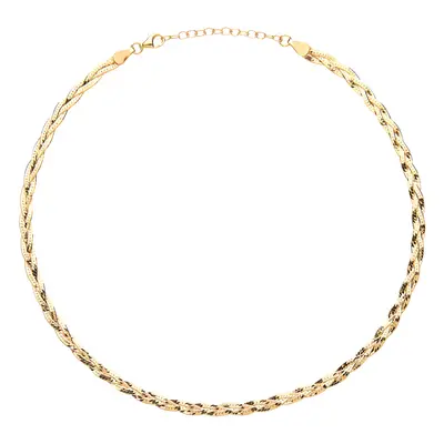 Jewelco London Ladies Yellow Gold-Plated Sterling Silver Diamond-cut Plaited Choker Collarette N