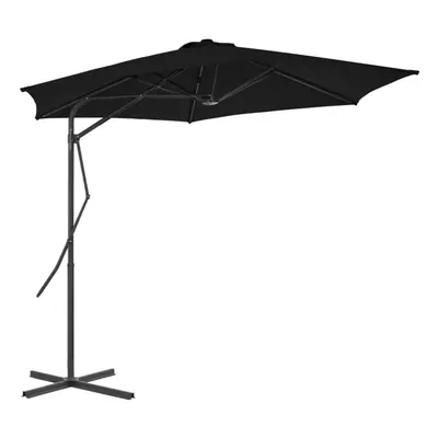 vidaXL Outdoor Parasol with Steel Pole Black cm Lawn Garden Patio Sunshade