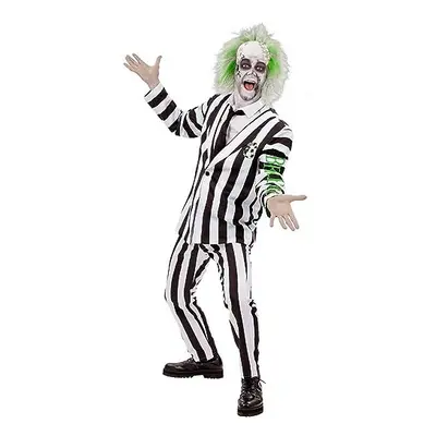 81025 Beetlejuice Costume, Men, Black & White, XL-Size 46"-48"