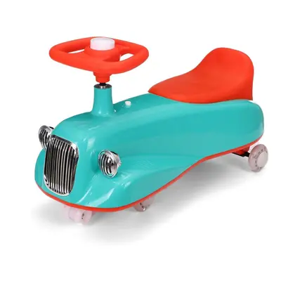 (Green) Wiggle Car Ride On Toy with Music LED Lights PU Flash wheel Uses Twist Turn Wiggle Movem